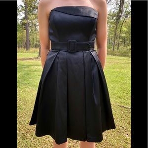 NWT Strapless Black Satin Cocktail Dress Sz 4